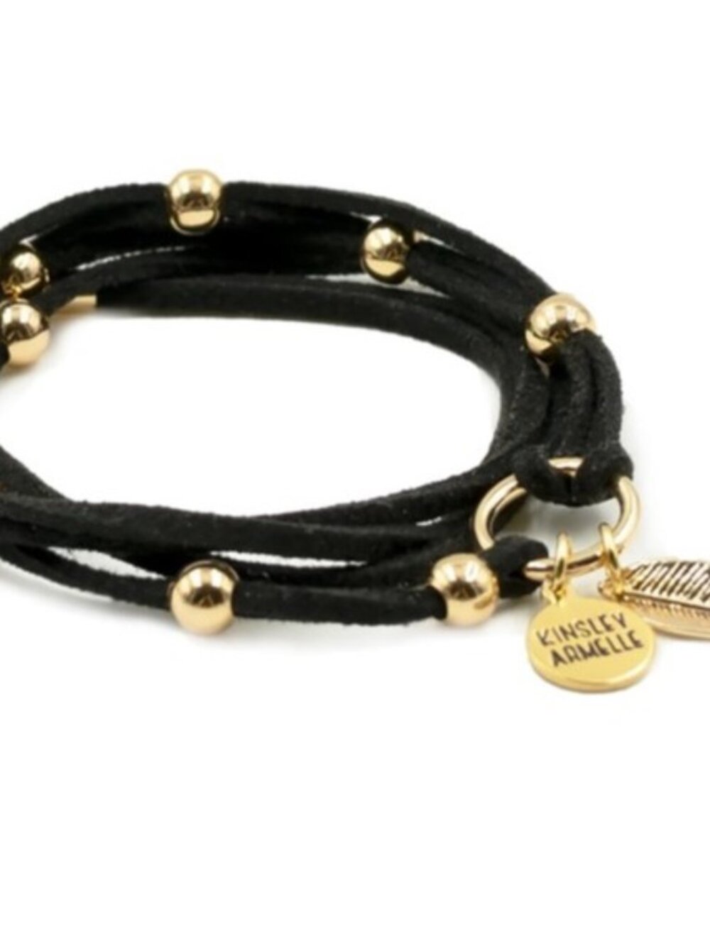 Kinsley Armelle Black Gold Multistrand Leather Bracelet